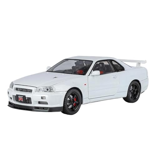 Mini Auto Spielzeug 1:18 Für Nissan Skyline GTR R34 Ares Legierung Sport Auto Modell Druckguss Metall Racing Fahrzeuge Sound Licht Wohnkultur(White) von CYQOCD