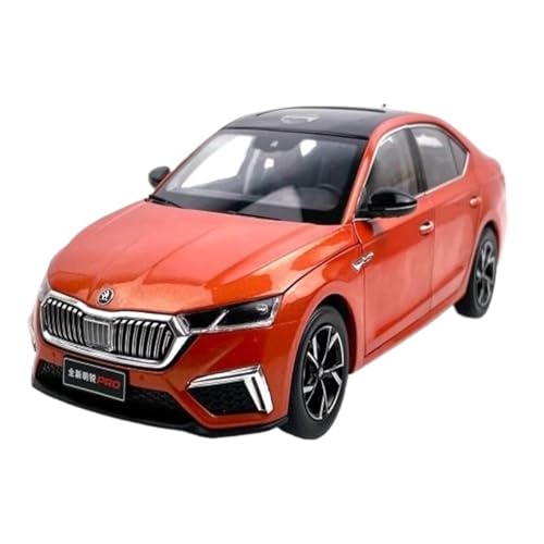 Mini Auto Spielzeug 1:18 Für SAIC Skoda Octavia PRO 2021 Orange/blau Legierung Volle Tür Auto Modell Druckguss Limousine Wohnkultur(Orange) von CYQOCD