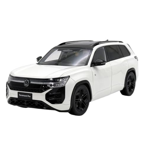 Mini Auto Spielzeug 1:18 Für SAIC Volkswagen Teramont 2025 Schwarz/weiß Legierung Druckguss Handwerk Auto Modell Innen Kunstwerk Wohnkultur(White) von CYQOCD