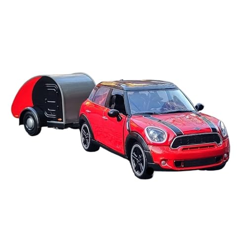 Mini Auto Spielzeug 1:24 Für BMW Mini Cooper Automodell Spielzeuglegierung Auto Reiseversion Fahrzeug Mit Anhängerornamenten Wohnkultur(Red) von CYQOCD