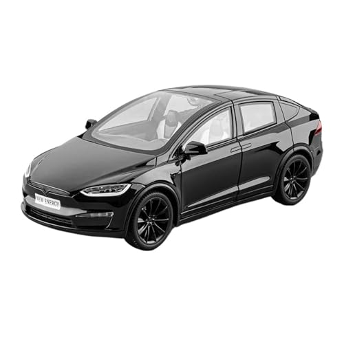 Mini Auto Spielzeug 1:24 Für Tesl Modell X 2025 Legierung Auto Modell Druckguss Fahrzeuge Simulation Ornamente Sound Und Licht Wohnkultur(Black) von CYQOCD