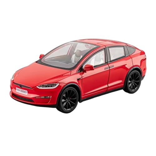 Mini Auto Spielzeug 1:24 Für Tesl Modell X 2025 Legierung Auto Modell Druckguss Fahrzeuge Simulation Ornamente Sound Und Licht Wohnkultur(Red) von CYQOCD