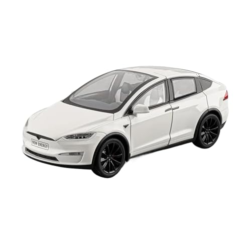 Mini Auto Spielzeug 1:24 Für Tesl Modell X 2025 Legierung Auto Modell Druckguss Fahrzeuge Simulation Ornamente Sound Und Licht Wohnkultur(White) von CYQOCD