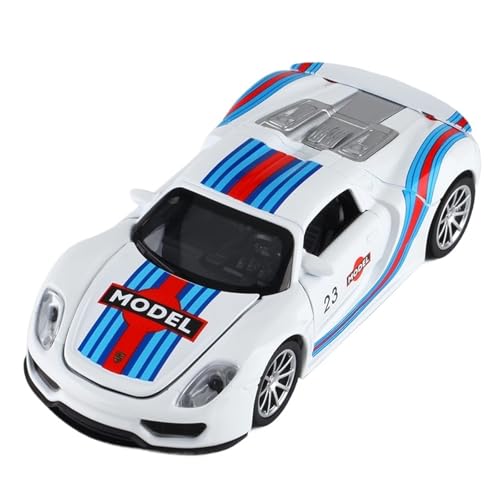 Mini Auto Spielzeug 1:32 Für Porsche 918 Martini Sportwagen Spielzeug Druckguss-Modell Aus Legierung Mit Sound Und Licht Für Zurückziehen Wohnkultur(Blue) von CYQOCD