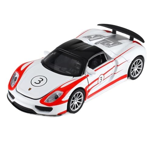 Mini Auto Spielzeug 1:32 Für Porsche 918 Martini Sportwagen Spielzeug Druckguss-Modell Aus Legierung Mit Sound Und Licht Für Zurückziehen Wohnkultur(Red) von CYQOCD