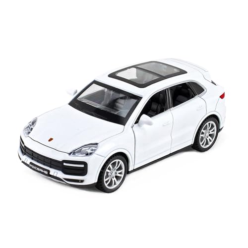 Mini Auto Spielzeug 1:32 Für Porsche Cayenne Legierung Geländewagen 6-türiges Auto Sound Und Licht Pull Back Auto Ornamente Wohnkultur(White) von CYQOCD