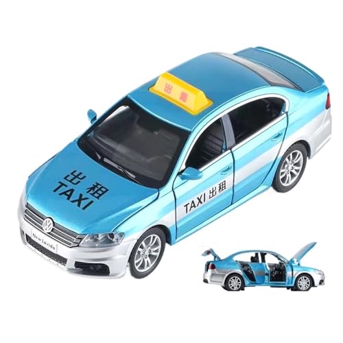 Mini Auto Spielzeug 1:32 Für Volkswagen Lavida Taxi Legierung Taxi Sound Und Licht Tür Pull Back Auto Fahrzeug Metall Dekoration Wohnkultur(Blue) von CYQOCD