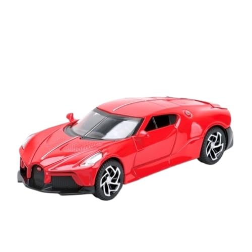 Mini Auto Spielzeug 1:32 für Bugatti Legierung Automodell Sound und Licht Auto Pull Back 4 Tür Lifting Tail Wing Coupé Modell Wohnkultur(Red) von CYQOCD