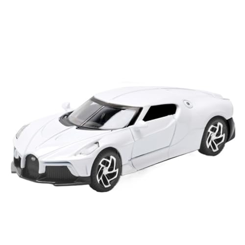 Mini Auto Spielzeug 1:32 für Bugatti Legierung Automodell Sound und Licht Auto Pull Back 4 Tür Lifting Tail Wing Coupé Modell Wohnkultur(White) von CYQOCD