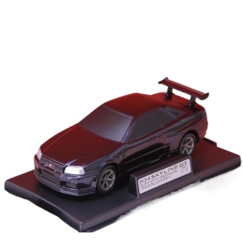 Mini Auto Spielzeug 1:43 Für Nissan Ares GT-R R34 Sportwagen Metallfigur Displayständer Dekoration Kunsthandwerk Ornamente Wohnkultur(Black) von CYQOCD