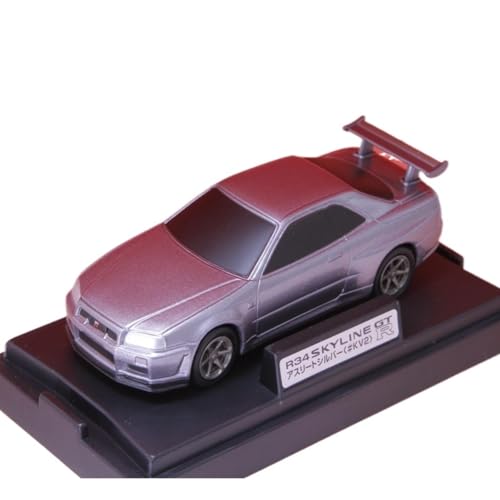 Mini Auto Spielzeug 1:43 Für Nissan Ares GT-R R34 Sportwagen Metallfigur Displayständer Dekoration Kunsthandwerk Ornamente Wohnkultur(Gray) von CYQOCD