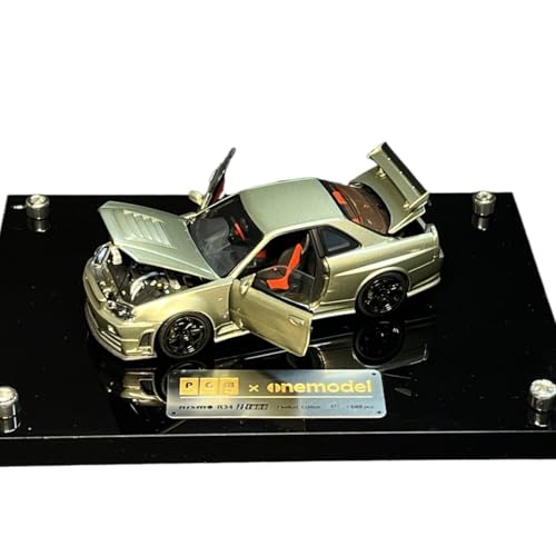 Mini Auto Spielzeug 1:43 Für Nissan GTR R34 Z-Tune Grün Legierung Volle Öffnung Tür Harz Auto Modell Indoor Display Wohnkultur von CYQOCD