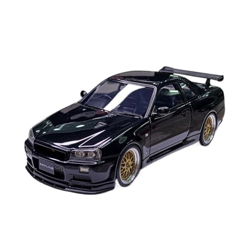 Mini Auto Spielzeug 1:43 Für Nissan R34 Skyline GTR Bnr34 V Spec II 2000 Em509 Legierung Maßstab Auto Unabhängige Spielen Fahrzeug Wohnkultur(Black) von CYQOCD