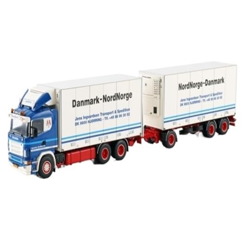 Mini Auto Spielzeug 1:50 Für Scania 6X2 Jens Ingvardsen01-4656 Doppelcontainer-Kühl-LKW-Modelldekoration Wohnkultur von CYQOCD