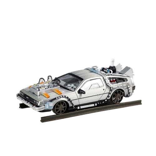 Mini Auto Spielzeug 1:64 Für Delorean DMC-12 Legierung Automodelle Seltene Fahrzeug Display Stand Silber Dekoration Wohnkultur(Silver A) von CYQOCD