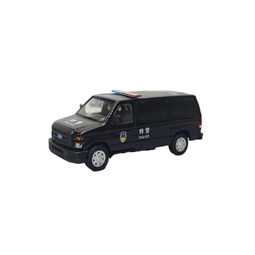 Mini Auto Spielzeug 1:64 Für Ford E350 E-Serie Vans Schwarz SWAT Edition Polizei Auto Metall Handwerk Für Freund Wohnkultur von CYQOCD