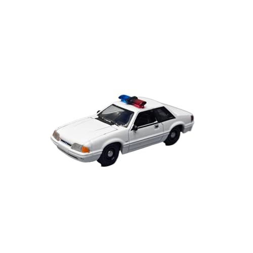Mini Auto Spielzeug 1:64 Für Ford Mustang SSP-Weiß 1987 Weiße Limousine Legierung Mini-Modellauto Mit/ohne Warnleuchten Wohnkultur(White A) von CYQOCD