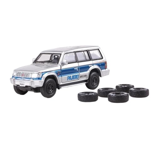 Mini Auto Spielzeug 1:64 Für Mitsubishi Pajero, Zu Öffnende Tür Offroad-Jeep Mini-Legierung Druckguss-Spielzeug Wohnkultur(Silver C) von CYQOCD
