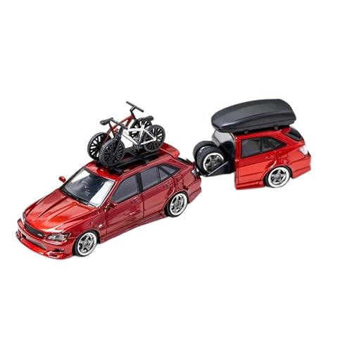 Mini Auto Spielzeug 1:64 Für Toyota Altezza Bite The Shark Fahrrad/Set Legierung Fahrzeug Modell Druckguss Dekoration Display Wohnkultur(Red Set) von CYQOCD