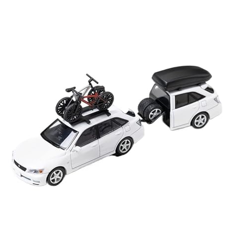 Mini Auto Spielzeug 1:64 Für Toyota Altezza Bite The Shark Fahrrad/Set Legierung Fahrzeug Modell Druckguss Dekoration Display Wohnkultur(White Set) von CYQOCD