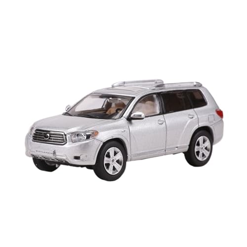 Mini Auto Spielzeug 1:64 Für Toyota Highlander SUV Geländewagen Simulation Design Version Legierung Auto Klassisches Modell Wohnkultur(Silver) von CYQOCD