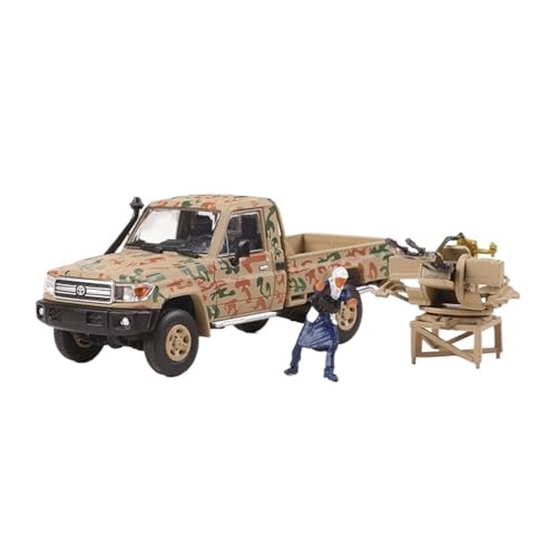 Mini Auto Spielzeug 1:64 Für Toyota LC79 Bewaffneten Pickup-Truck Simulationsversion Mit Zubehör Legierung Automodell Spielzeug Wohnkultur(Beige B) von CYQOCD