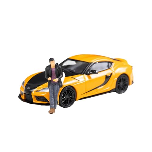 Mini Auto Spielzeug 1:64 Für Toyota Supra Orange Legierung Automodell Mit Actionfigur Fahrzeugszene Simulation Spielzeug Wohnkultur(Yellow B) von CYQOCD