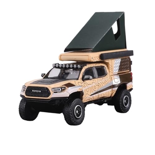 Mini Auto Spielzeug 1:64 Für Toyota Tacoma Offroad-Camping-Version Miniatur-Legierung Automodell Mehrfarbenanzeige Wohnkultur(Beige) von CYQOCD