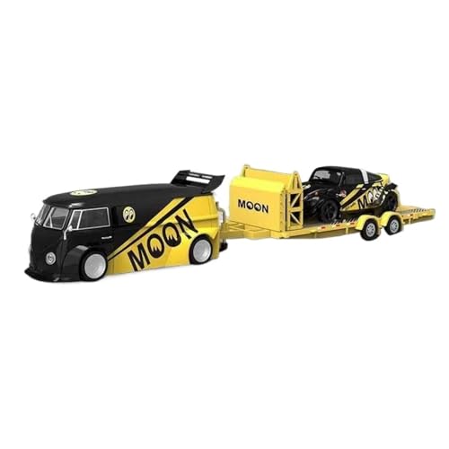Mini Auto Spielzeug 1:64 Für Volkswagen T1 Bus Käfer Anhänger Mond Auge Set Legierung Auto Modell Szene Simulation Spiel Spielzeug Wohnkultur(Yellow A) von CYQOCD