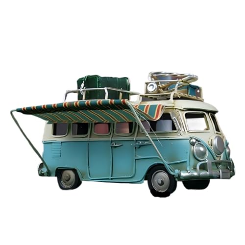 Mini Auto Spielzeug Für Handgemachtes Geschenk-Ornament Vintage-Bus-Modell Wohnzimmer-Schrank-Ornament Büro-Café Kreative Wohnkultur(Blue) von CYQOCD