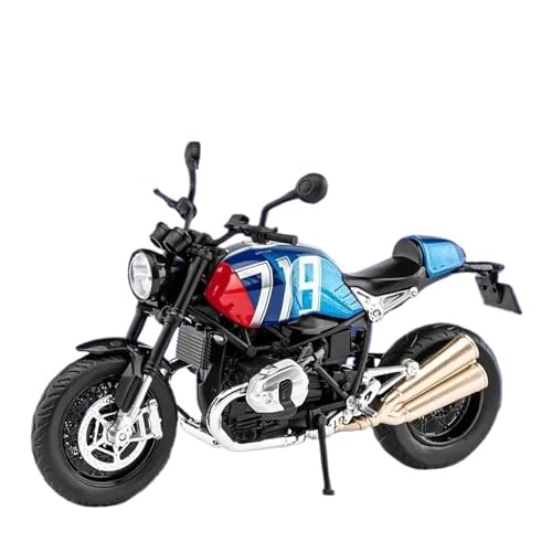 Miniatur Motorfahrzeug Modelle 1:12 Für BMW Retro Legierung Modell Diecast Motorrad Modell Simulation Sound Licht Mini Motorrad Modell Druckguss-Nachbildung(Blue) von CYQOCD