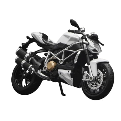 Miniatur Motorfahrzeug Modelle 1:12 Für Ducati Streetfighter S Muscle Legierung Motorrad Diecast Modell Sound Licht Mode Motorrad Modell Druckguss-Nachbildung(White) von CYQOCD