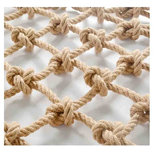 CYRMPQ Hanfseil Jute Hanf Seil Dekoratives Seilnetz, Sicherheitsnetz im Freien Nettoschutz Netto, Kinder Haustier-Sicherheitstool(6X6cm,2x2m(6.56X6.56ft)) von CYRMPQ