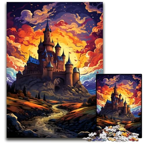 1000-teiliges Puzzle Die farbenfrohe Psychedelia des Schlosses Carcassonne Holzpuzzle für Erwachsene Teenager Paare und Freunde zum Geburtstag und zu Weihnachten 1000 PCS (75x50cm) von CYSEHKRBL