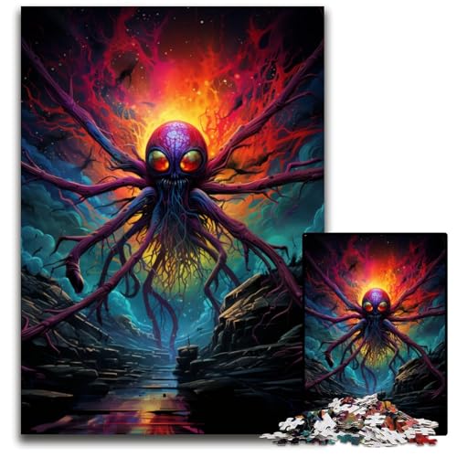 1000-teiliges Puzzle Die farbenfrohe Psychedelia von Star Spider unmögliches Puzzle für Erwachsene Gehirn-Herausforderung Teenager und zur Heimdekoration 1000 Teile (75x50cm) von CYSEHKRBL