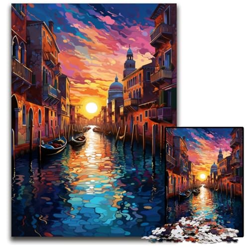 1000-teiliges Puzzle Die farbenfrohe Psychedelia von Venedig Holzpuzzle für Erwachsene Teenager Paare und Freunde zum Geburtstag und zu Weihnachten 1000 PCS (75x50cm) von CYSEHKRBL