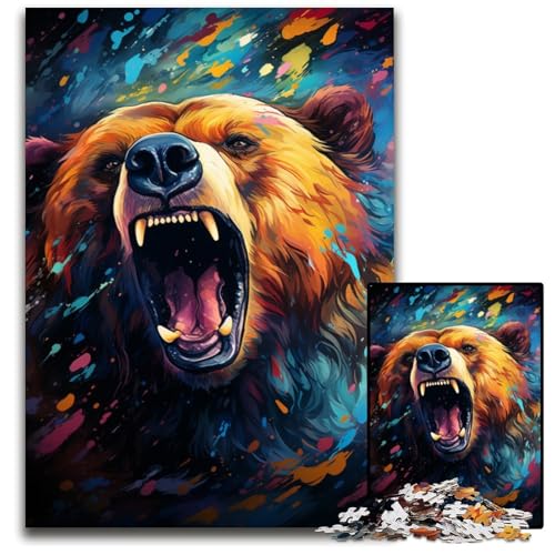 1000-teiliges Puzzle Gemälde bunter Bär Holzpuzzle für Erwachsene ideal für Verliebte perfektes Weihnachts- Neujahrs- und Valentinstagsgeschenk 1000 Teile (75 x 50 cm) von CYSEHKRBL