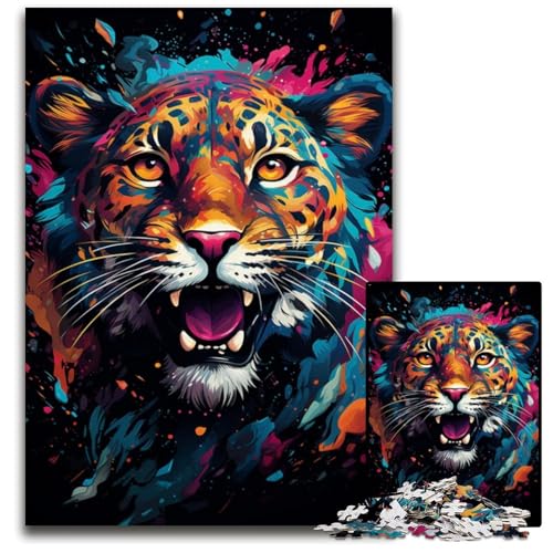 1000-teiliges Puzzle für Erwachsene Aquarellmalerei Leoparden-Papierpuzzle anspruchsvolles Denkspiel für Teenager Spaß am Familienspielabend 1000 Teile (38x26cm) von CYSEHKRBL