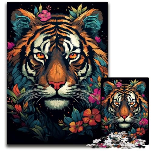 1000-teiliges Puzzle für Erwachsene Aquarellmalerei Tiger-Papierpuzzle anspruchsvolles Denkspiel – entspannendes Spielzeug für Teenager 1000 Teile (38x26cm) von CYSEHKRBL