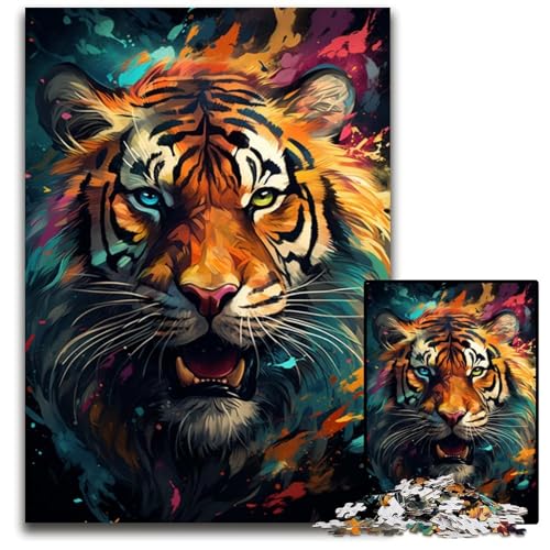 1000-teiliges Puzzle für Erwachsene Aquarellmalerei Tiger-Papierpuzzle anspruchsvolles Denkspiel für Teenager Spaß am Familienspielabend 1000 Teile (38x26cm) von CYSEHKRBL