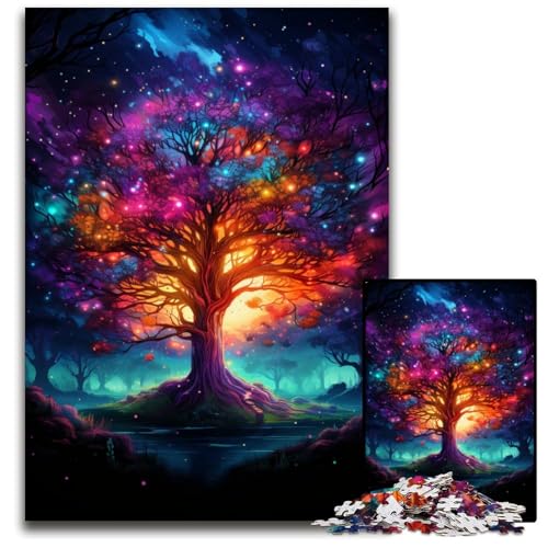 1000-teiliges Puzzle für Erwachsene Baum der Weisheit Bunte Holzpuzzles anspruchsvolles Denkspiel – entspannendes Spielzeug für Teenager 1000 Teile (75x50cm) von CYSEHKRBL