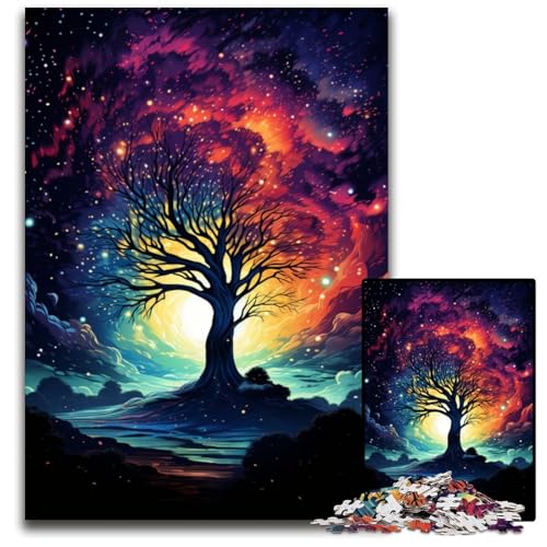 1000-teiliges Puzzle für Erwachsene Baum des Universums Holzpuzzle anspruchsvolles Denkspiel für Teenager Spaß am Familienspielabend 1000 Teile (75x50cm) von CYSEHKRBL