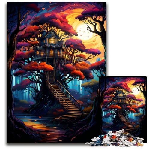 1000-teiliges Puzzle für Erwachsene Baumhaus im Wald Holzpuzzle anspruchsvolles Denkspiel für Teenager unterhaltsames interaktives Spiel für die ganze Familie 1000 Teile (75x50cm) von CYSEHKRBL