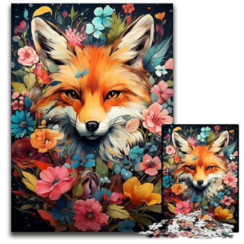 1000-teiliges Puzzle für Erwachsene Der farbenfrohe Psychedelismus von Flower Fox pädagogisches Denkspiel künstlerische Heim- und Bürodekoration Alter 1000 PCS (38x26cm) von CYSEHKRBL