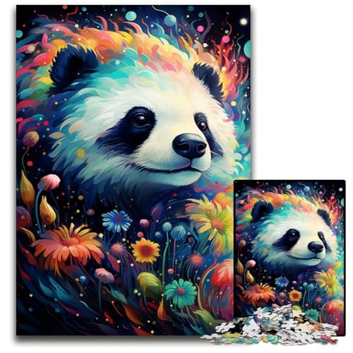 1000-teiliges Puzzle für Erwachsene Die farbenfrohe Psychedelia der Sternennacht Panda-Puzzle pädagogisches Denkspiel künstlerische Heim- und Bürodekoration Alter 1000 PCS (38x26cm) von CYSEHKRBL