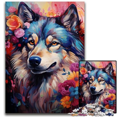 1000-teiliges Puzzle für Erwachsene Die farbenfrohe Psychedelia des Huacong-Hundes Holzpuzzle anspruchsvolles Denkspiel für Teenager Spaß am Familienspielabend 1000 Teile (75x50cm) von CYSEHKRBL