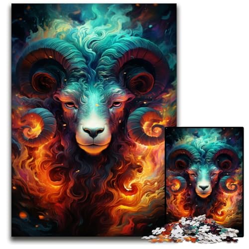 1000-teiliges Puzzle für Erwachsene Die farbenfrohe Psychedelia des Ziegengottes Holzpuzzle anspruchsvolles Denkspiel für Teenager Spaß am Familienspielabend 1000 Teile (75x50cm) von CYSEHKRBL