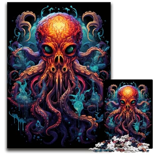 1000-teiliges Puzzle für Erwachsene Die farbenfrohe Psychedelia des kosmischen Oktopus Holzpuzzle anspruchsvolles Denkspiel für Teenager Spaß für den Familienspielabend 1000 Teile (75x50cm) von CYSEHKRBL