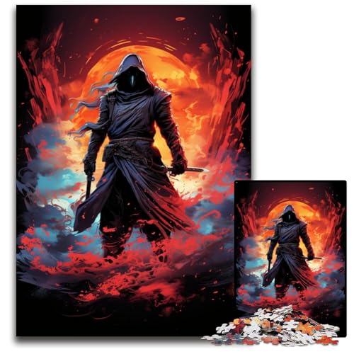 1000-teiliges Puzzle für Erwachsene Die farbenfrohe Psychedelia von Ninja Killer Holzpuzzle anspruchsvolles Denkspiel für Teenager Spaß am Familienspielabend 1000 Teile (75x50cm) von CYSEHKRBL