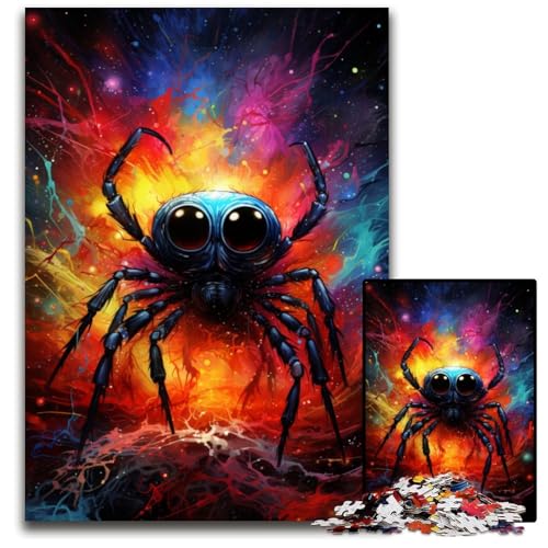 1000-teiliges Puzzle für Erwachsene Die farbenfrohe Psychedelia von Star Spider Holzpuzzle anspruchsvolles Denkspiel für Teenager Spaß am Familienspielabend 1000 Teile (75x50cm) von CYSEHKRBL